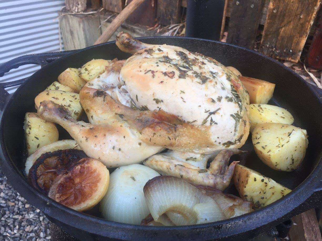 Camp Oven Roast Chicken | The Camp Oven Cook