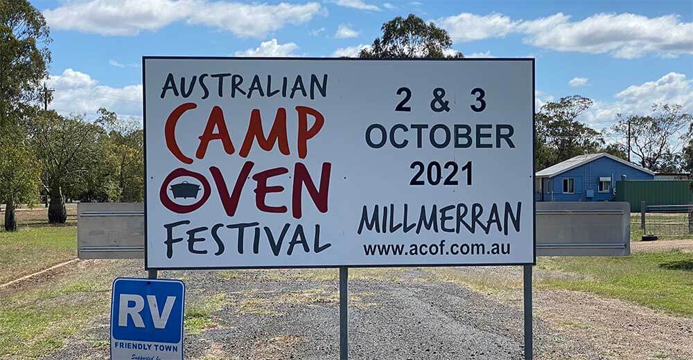 the sign on display at millmerran promoting the australian camp oven festival