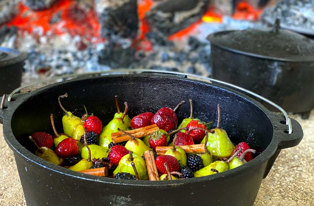 Camp Oven Poached Pears at Hartley Downs Farm | The Camp Oven Cook